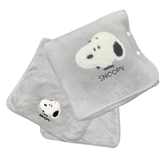 SNOOPY多功能無棉絮午安枕浴巾-灰(史努比)