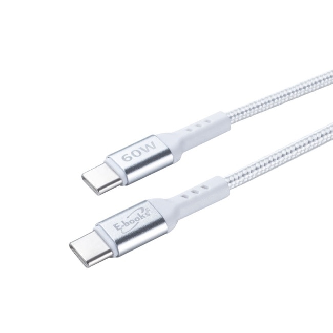 E-books XA69 鋁製Type C to C 60W耐拉扯充電傳輸線-20cm