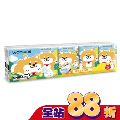 Watsons 屈臣氏 - 屈臣氏迷你紙手帕3層10抽10包(柴犬工房2026)