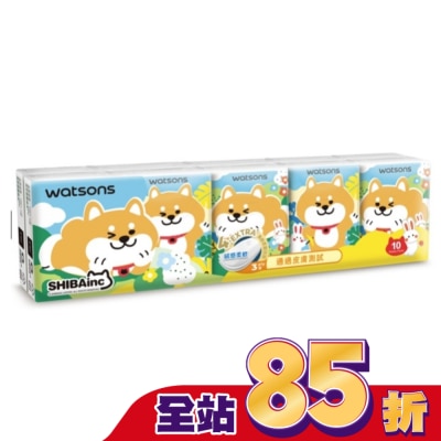 Watsons 屈臣氏 - 屈臣氏迷你紙手帕3層10抽10包(柴犬工房2026)