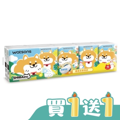 Watsons 屈臣氏 - 屈臣氏迷你紙手帕3層10抽10包(柴犬工房2026)