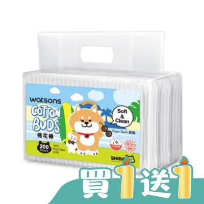 Watsons 屈臣氏 - 屈臣氏棉花棒200支3入(柴犬工房2026)
