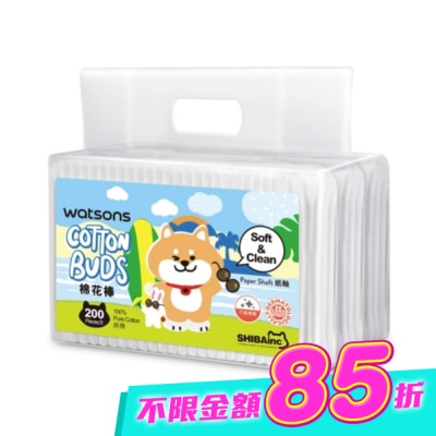Watsons 屈臣氏 - 屈臣氏棉花棒200支3入(柴犬工房2026) image