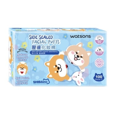 Watsons 屈臣氏 - 屈臣氏壓邊化妝棉100片2盒入(柴犬工房2026)
