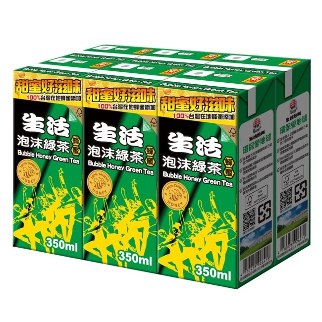 生活泡沫綠茶-蜂蜜350ml 24入-箱購