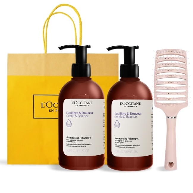 L’OCCITANE 歐舒丹 經典草本洗髮乳(500mlX2)送蓬鬆按摩梳-平衡X2-專櫃公司貨