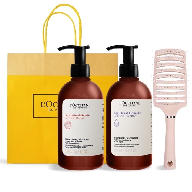 L’OCCITANE 歐舒丹 經典草本洗髮乳(500mlX2)送蓬鬆按摩梳-修護+平衡-專櫃公司貨