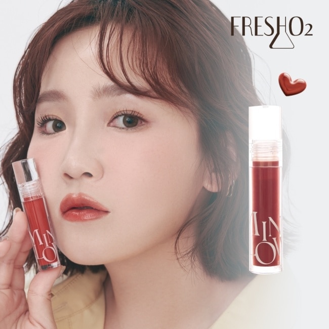FreshO2 X 春春 蜜糖水光嘟嘟唇釉-02奶杏豆沙 3.8g