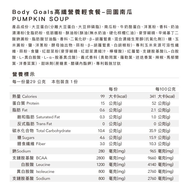 Body Goals高纖營養輕食餐-田園南瓜