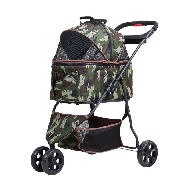 摩達客-帥氣野營風輕便分離式座艙摺疊寵物推車/迷彩款/15KG以下猫狗適用