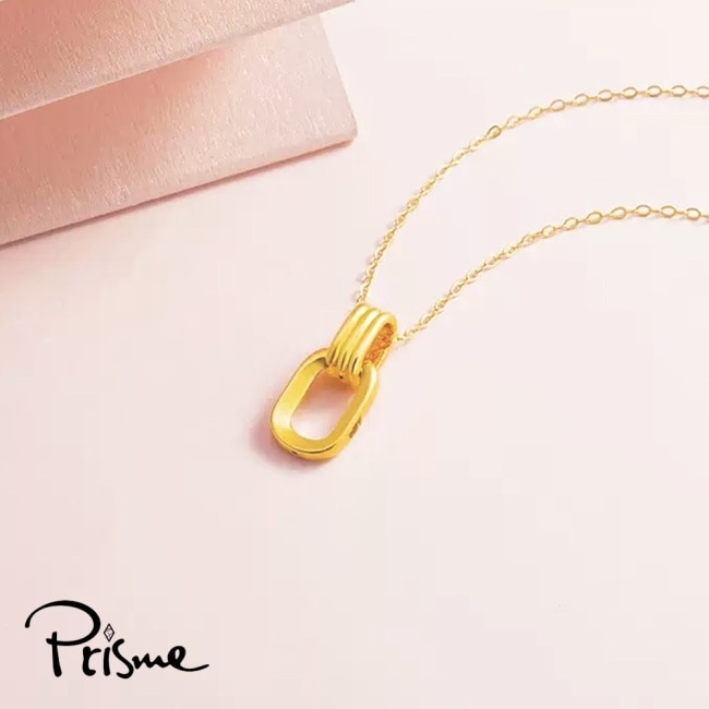【Prisme Gold】黃金項鍊 純金999幾何雙環 鍊墜項鍊 (約0.02錢+-0.01)