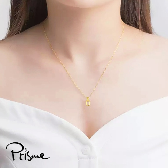 【Prisme Gold】黃金項鍊 純金999幾何雙環 鍊墜項鍊 (約0.02錢+-0.01)