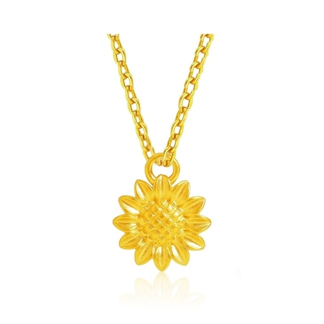 【Prisme Gold】黃金項鍊 純金999向日葵 鍊墜項鍊 (約0.02錢+-0.01)