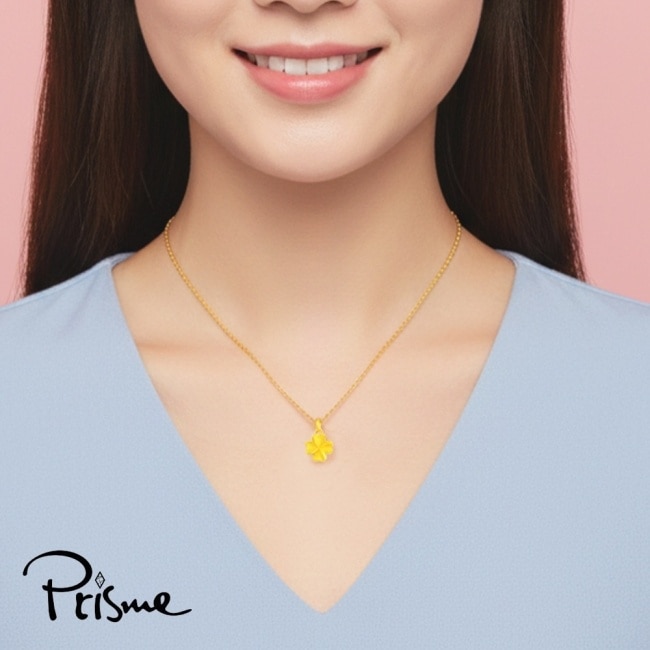 【Prisme Gold】黃金項鍊 純金999幸運草 鍊墜項鍊 (約0.03錢+-0.01)
