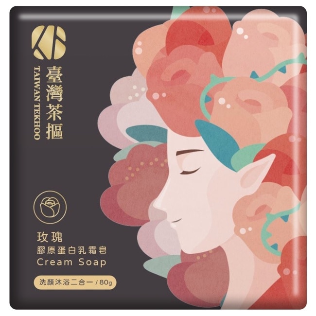 臺灣茶摳 玫瑰膠原蛋白乳霜皂-80g