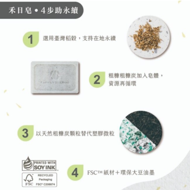 臺灣茶摳 禾日粗糠碳皂 80g