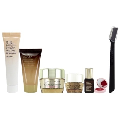 ESTEE LAUDER 雅詩蘭黛 - 潤澤美肌旅行組(特洗30ml+膠原15ml+特7ml+膠眼5ml+乖15ml+唇鏡1.6g+修眉刀)