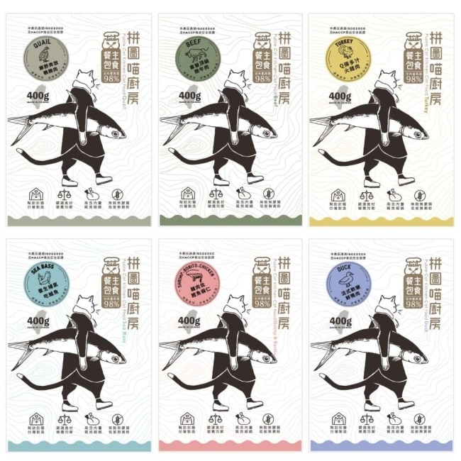 摩達客寵物-拼圖喵廚房主食餐包400克巨貓版*3入-雞肉佐鮮魚蝦仁