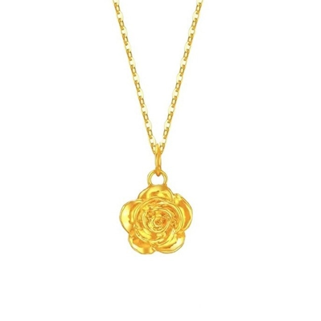 【Prisme Gold】母親節限定 黃金熾熱玫瑰項鍊 (約0.08錢+-0.03) 贈禮盒