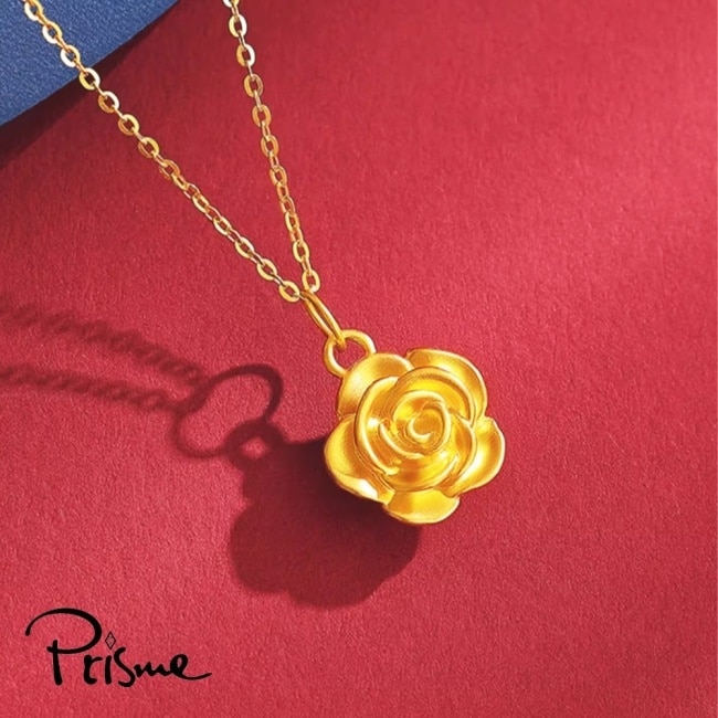 【Prisme Gold】母親節限定 黃金熾熱玫瑰項鍊 (約0.08錢+-0.03) 贈禮盒