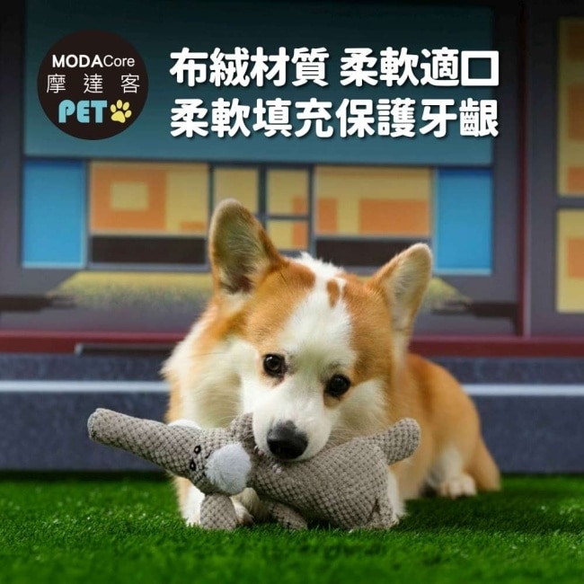 摩達客寵物-狗貓紓壓磨牙互動咬咬玩具-絨毛大象布偶款 解悶趣味潔齒