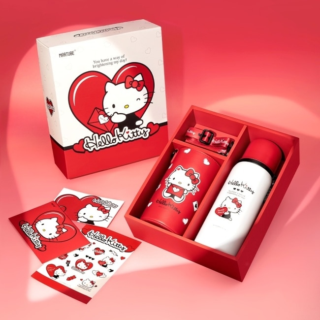 MarTube 馬克圖布 三麗鷗 心動不鏽鋼保溫杯套組 Hello Kitty