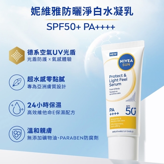 妮維雅防曬淨白水凝乳SPF50 90ml