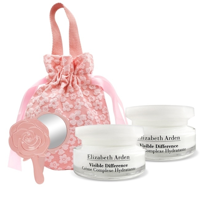 ARDEN 雅頓 21天霜 75mlX2經典修護美鏡組 (附玫瑰手拿鏡+旅行收納袋)-母親節限定-國際航空版