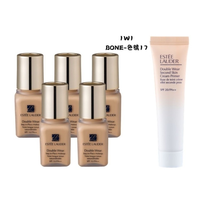 【ESTEE LAUDER 雅詩蘭黛】粉持久完美持妝粉底 7mlx5 1W1+粉持久天生美肌乖乖乳15ml 公司貨