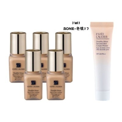 ESTEE LAUDER 雅詩蘭黛 - 【ESTEE LAUDER 雅詩蘭黛】粉持久完美持妝粉底 7mlx5 1W1+粉持久天生美肌乖乖乳15ml 公司貨