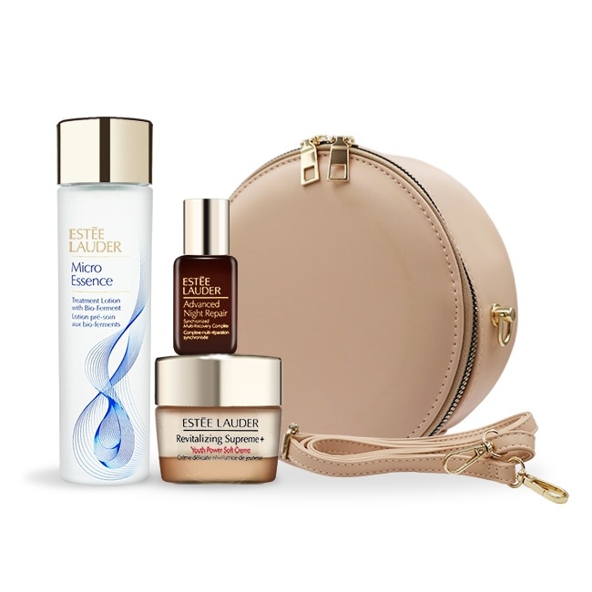ESTEE LAUDER 雅詩蘭黛 全效保養時尚氣墊包超值組[原生露+特潤+膠原霜+氣墊包]-專櫃公司貨