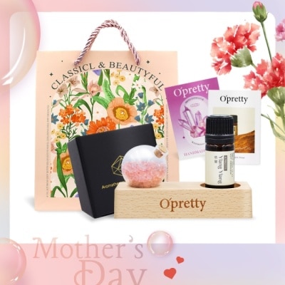OPRETTY - O’Pretty 歐沛媞 水晶精油療癒能量套組  (粉水晶擺飾+精油5ml+能量直覺卡)-母親節限定附提袋