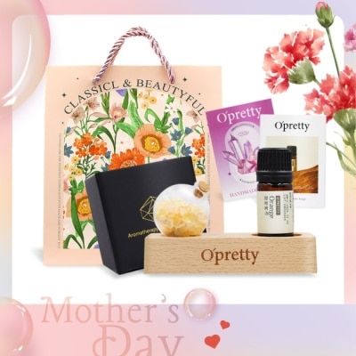 OPRETTY - O’Pretty 歐沛媞 水晶精油療癒能量套組  (黃水晶擺飾+精油5ml+能量直覺卡)-母親節限定附提袋