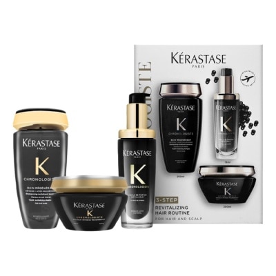 K’ERASTASE卡詩 - KERASTASE卡詩 黑鑽極萃逆時修護組(髮浴250ml+髮膜200ml逆時玫瑰香氛露75ml)