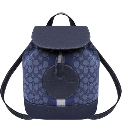 COACH - 【COACH】滿版LOGO皮革後背包-藍色
