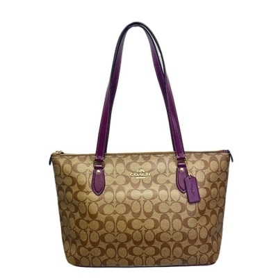 COACH - 【COACH】經典LOGO滿版托特包-卡其紫色 image