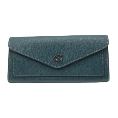 COACH - 【COACH】防刮皮革信封長夾-深綠色