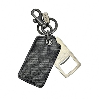 COACH - 【COACH】滿版LOGO開罐器鑰匙圈-黑灰