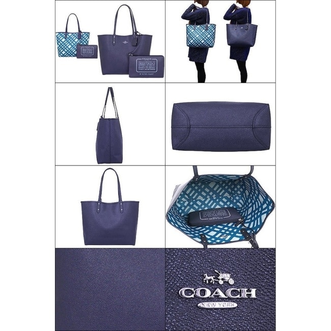【COACH】雙面可用托特母子包-深藍色 image