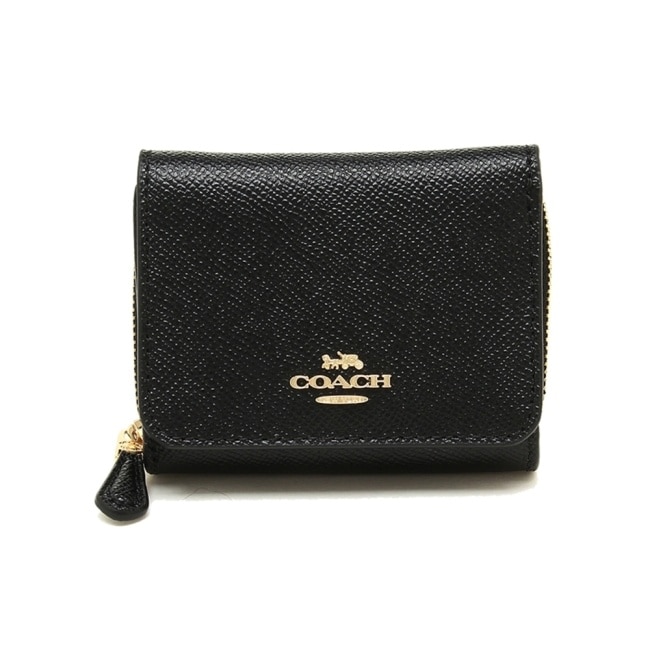 【COACH】防刮皮革三折短夾-黑色