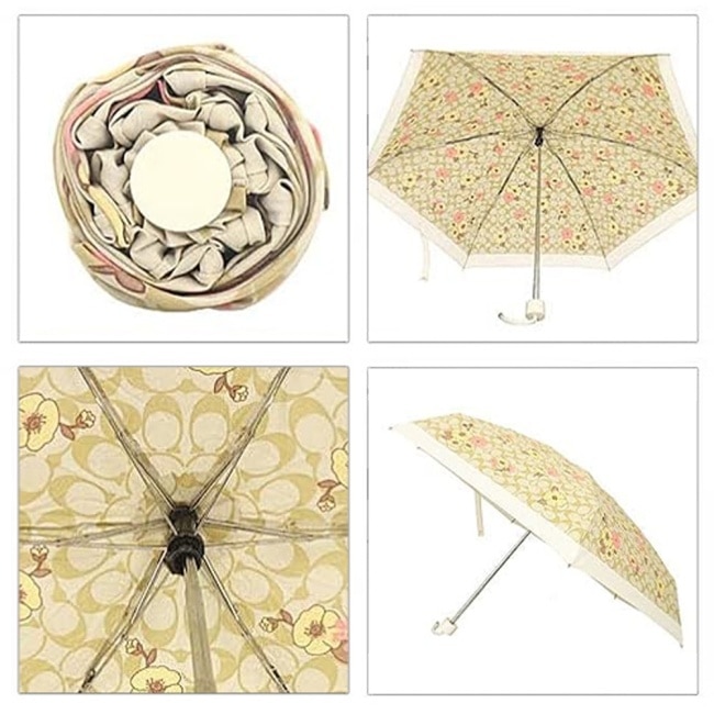 【COACH】印花滿版LOGO雨傘晴/雨二用傘-花朵
