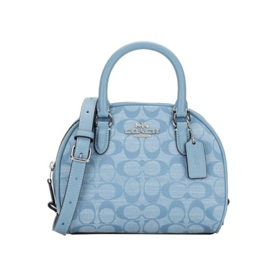 COACH - 【COACH】丹寧織布滿版LOGO兩用包-水藍