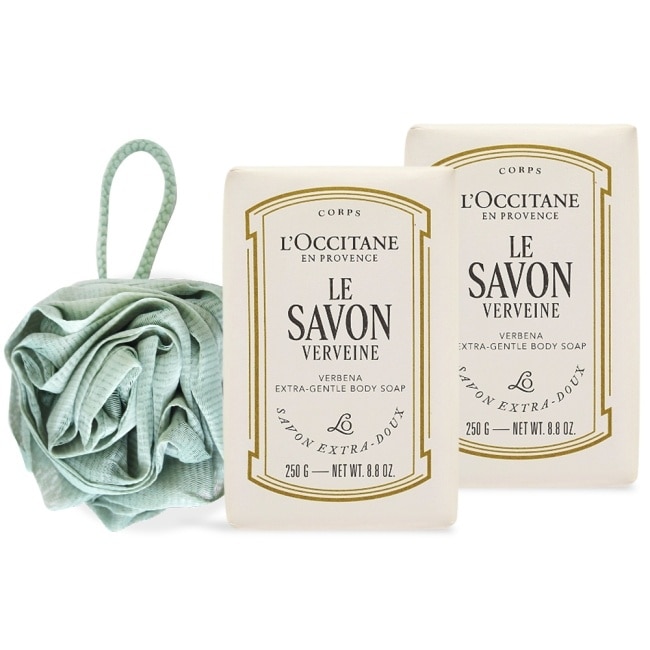 L’OCCITANE 歐舒丹 乳油木香氛沐浴組(250g)X2+沐浴球-馬鞭草X2-專櫃公司貨
