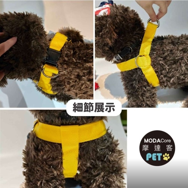 摩達客寵物-LED狗狗發光胸背帶-黃色XL 夜間遛狗 免電池USB充電式 保護防撞防走失