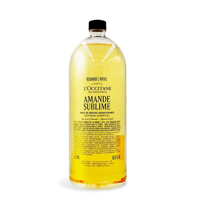 L’OCCITANE 歐舒丹 杏仁極緻柔膚沐浴油補充瓶(500ml)-專櫃公司貨