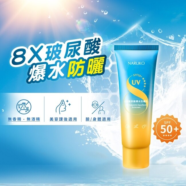 NARUKO 8重玻尿酸爆水防曬乳SPF50+****60ml