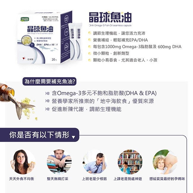 顧可飛DHA魚油晶球膠囊20包