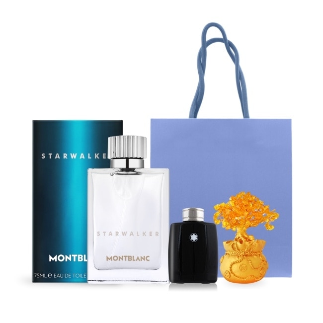 MONTBLANC 萬寶龍 星際旅者男性淡香水發財樹禮(75ml+傳奇4.5ml+黃水晶發財樹+禮袋)-國際航空版
