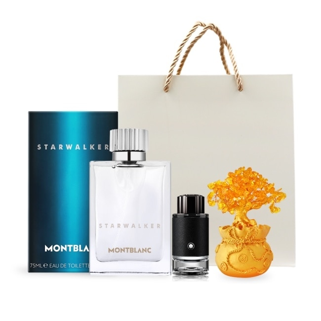 MONTBLANC 萬寶龍 星際旅者男性淡香水聚寶盆香氛組(75ml+探尋4.5ml+黃水晶發財樹+禮袋)-專櫃公司貨
