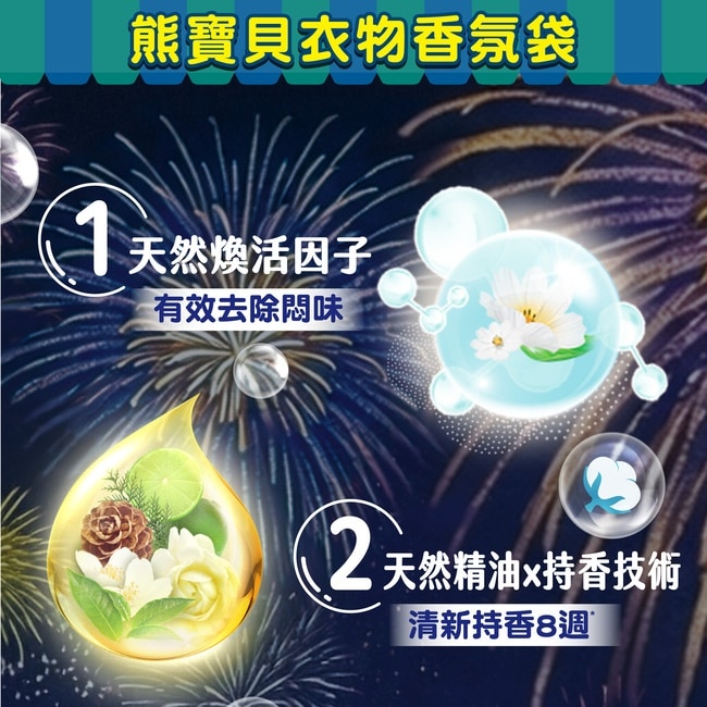 熊寶貝衣物香氛袋-皂香漫步18G